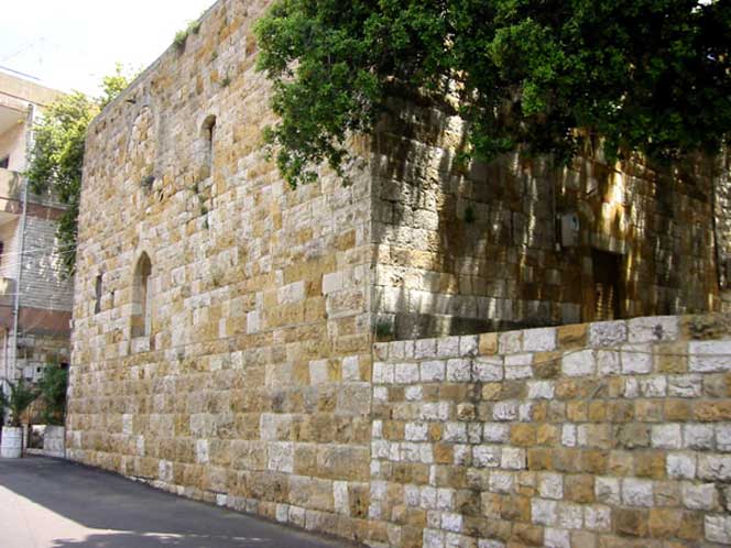 The stone walls from the outside